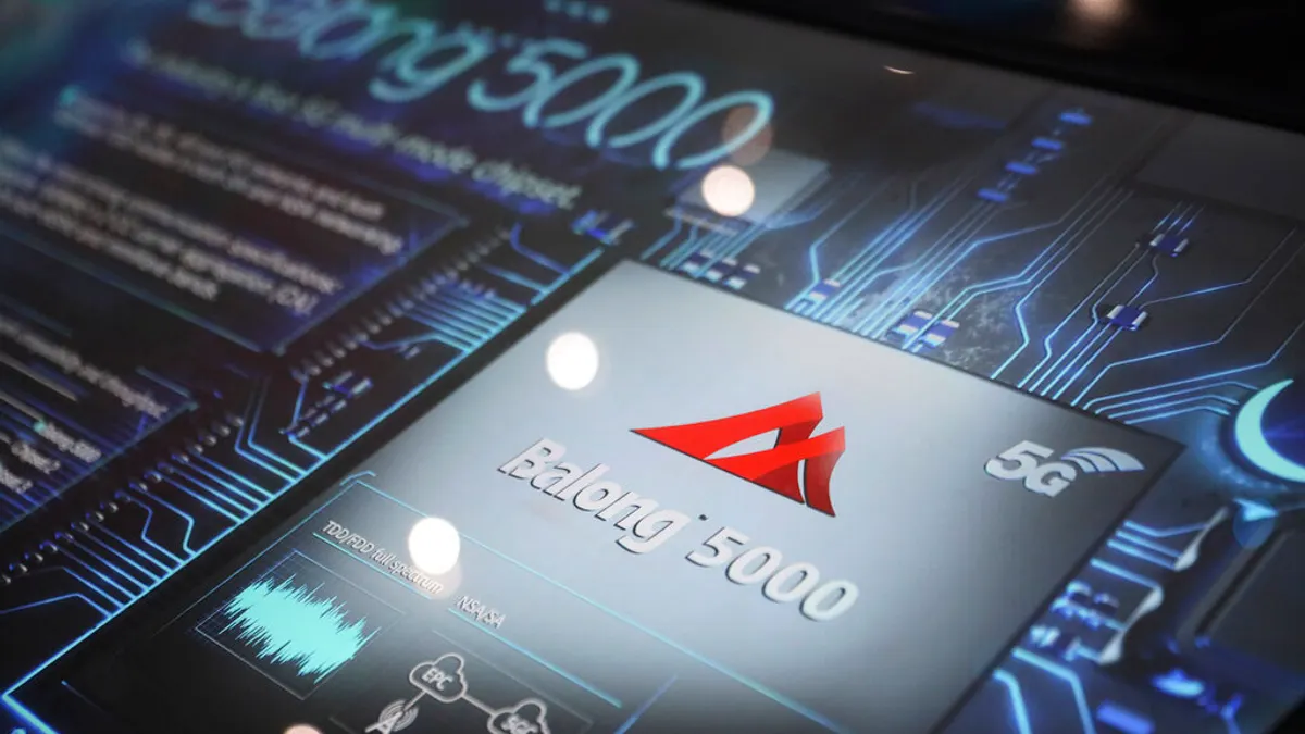 華為的5G終端通訊晶片Balong 5000。(資料照,美聯社)