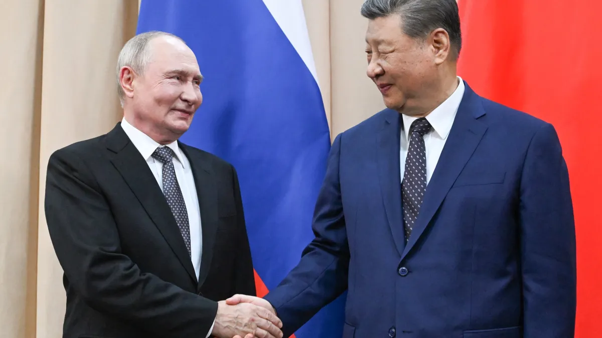 Xi Jinping meets Vladimir Putin on the sidelines of the SCO summit in Bishkek, Kyrgyzstan, August 30, 2026. (AP)