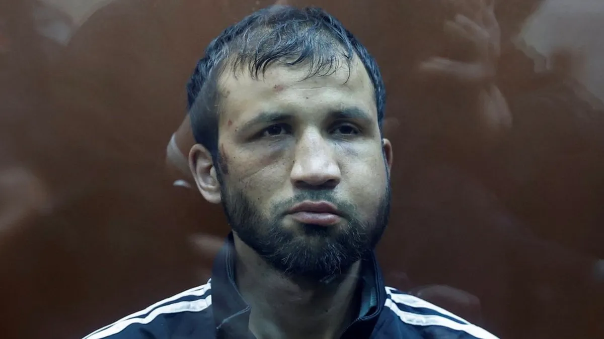 25 歲的沙姆西丁·法里杜尼(Shamsiddin Fariduni)在俄羅斯出庭。(BBC中文網)