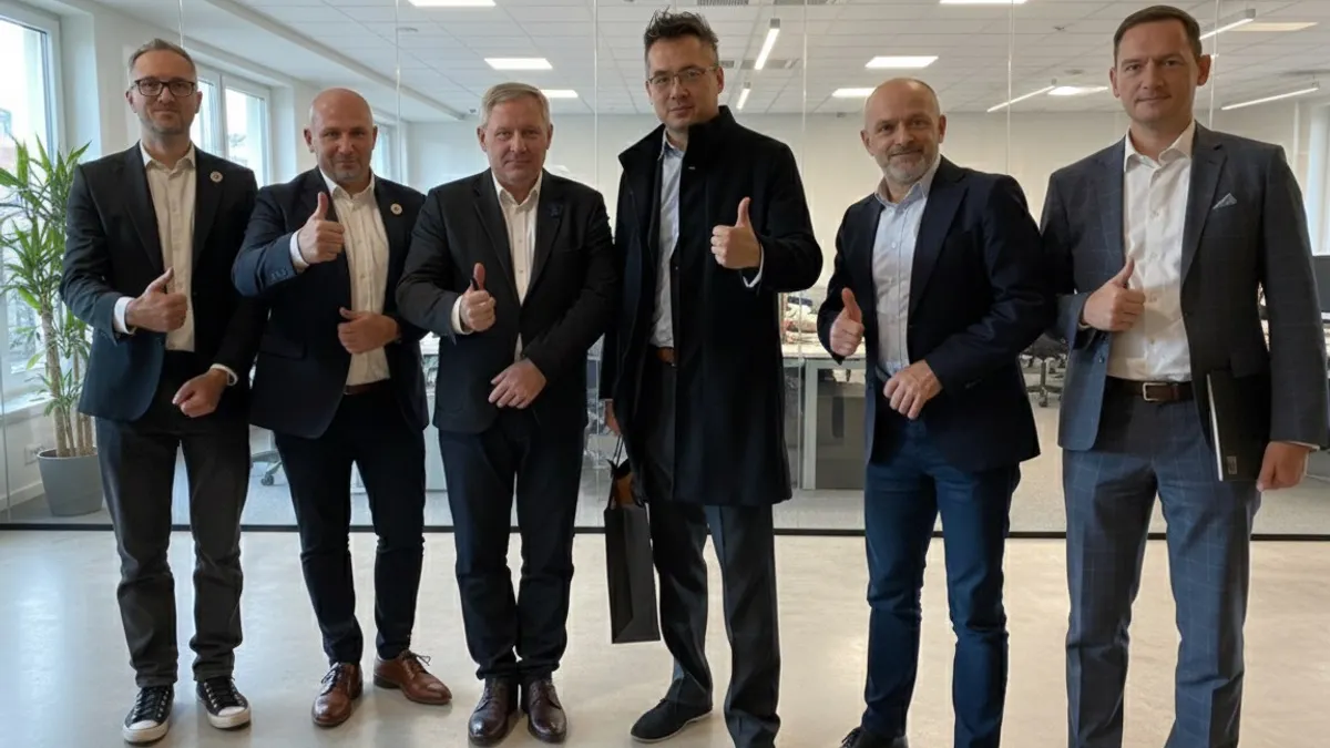 ポーランドのWielton Groupのパヴェウ・シャタニアクCEO(左3)が同社の幹部陣を率い、銘旺科技の戦略責任者・范瑋益氏(左4)と協力協議および受注契約を締結し、記念撮影に臨んだ。(写真/銘旺科技提供) ポーランドのWielton Groupのパヴェウ・シャタニアクCEO(左3)が同社の幹部陣を率い、銘旺科技の戦略責任者・范瑋益氏(左4)と協力協議および受注契約を締結し、記念撮影に臨んだ。(写真/銘旺科技提供)