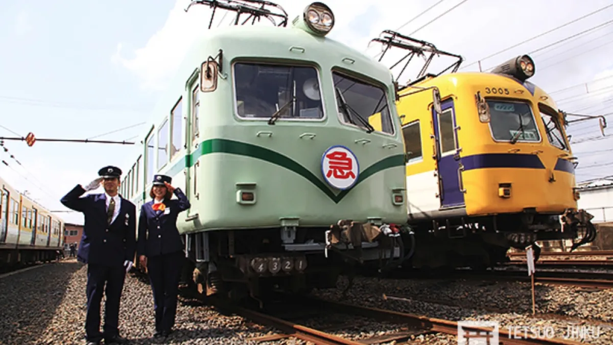 一畑電車將來自南海電鐵的3000形,恢復成南海舊塗裝,並舉辦攝影會,也吸引不少鐵道迷熱情參與。(攝影:陳威臣|想想論壇提供)