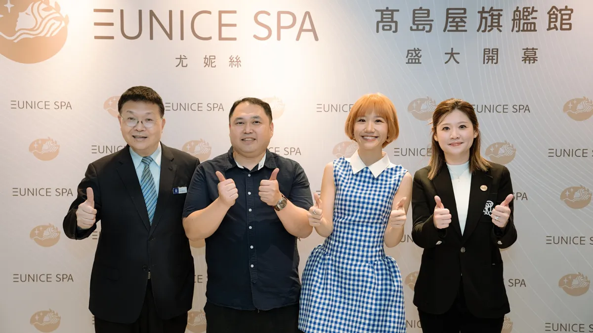 左起為:大葉高島屋企劃本部 副本部長 林建成、Eunice SPA 簡玠士 董事長、藝人 Lulu、Eunice SPA 洪陽菁 總經理(圖:Eunice SPA提供)