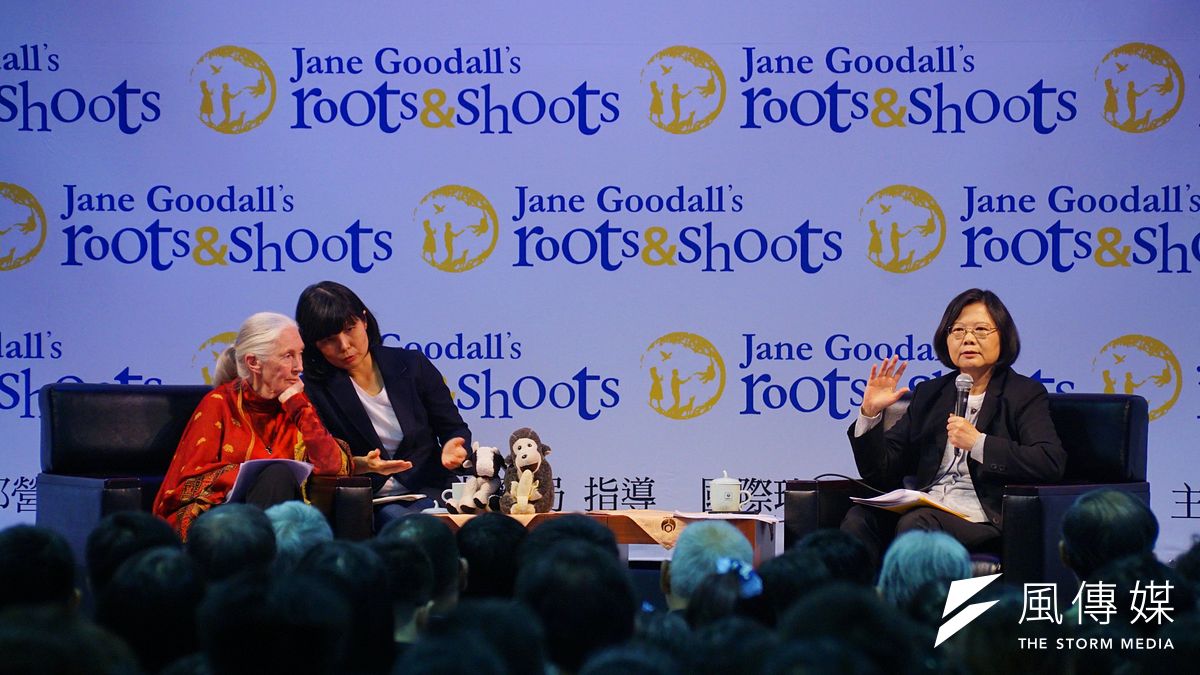 總統蔡英文與珍古德博士對談「改變世界-年輕人的力量,蔡英文透露她小時候的志願是當考古學家。(盧逸峰攝) 總統蔡英文與珍古德博士對談「改變世界-年輕人的力量,蔡英文透露她小時候的志願是當考古學家。(盧逸峰攝)