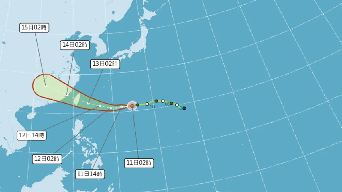 台風11号「ポードル」花蓮から台湾上陸の恐れあり。(画像/中央気象局提供) 台風11号「ポードル」花蓮から台湾上陸の恐れあり。(画像/中央気象局提供)