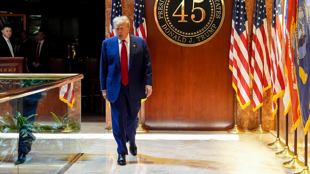 2024年5月31日,川普在川普大樓舉行記者會,試圖以新的面貌參加競選活動。(美聯社) 2024年5月31日,川普在川普大樓舉行記者會,試圖以新的面貌參加競選活動。(美聯社)