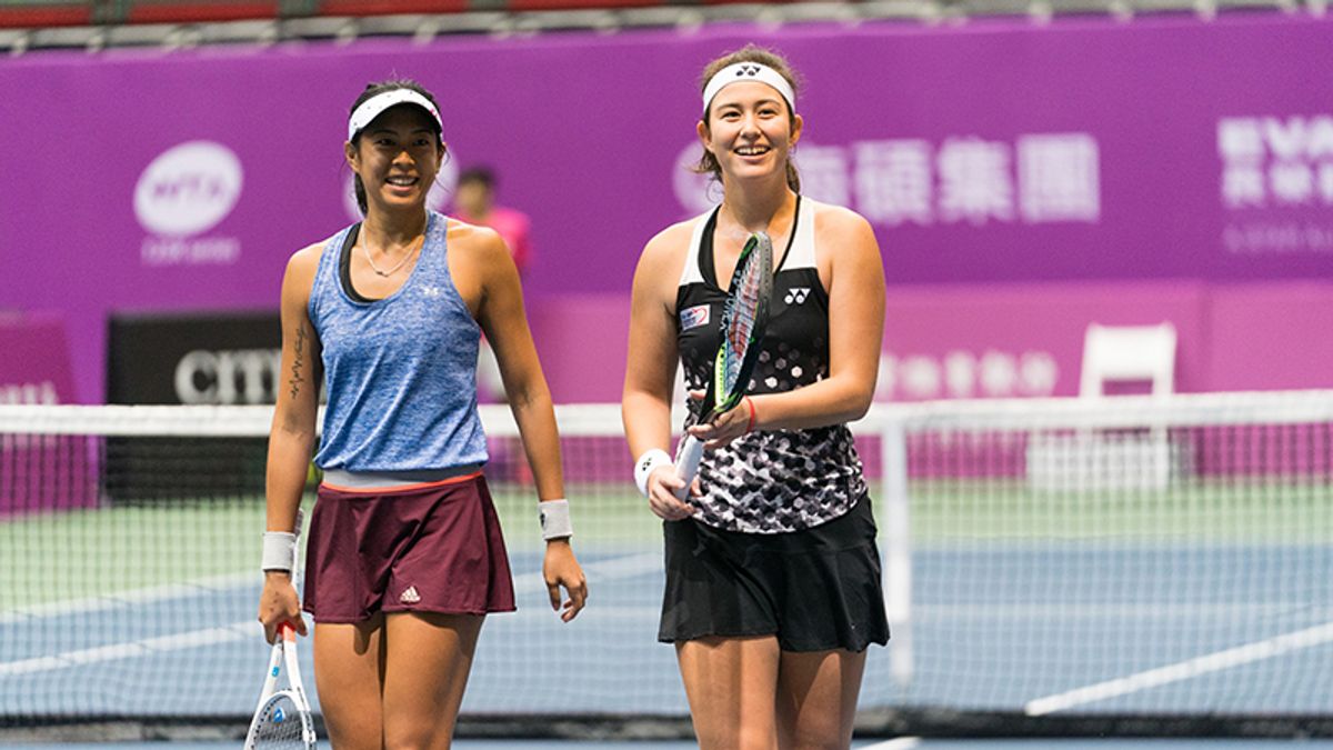 台北海碩盃來到「超級星期三」,「台英混血」葛藍喬安娜與李花塵因選手退賽而獲得遞補出賽的機會,雖然遭到直落二,不過依然留下很棒的印象。(海碩整合行銷提供) 台北海碩盃來到「超級星期三」,「台英混血」葛藍喬安娜與李花塵因選手退賽而獲得遞補出賽的機會,雖然遭到直落二,不過依然留下很棒的印象。(海碩整合行銷提供)