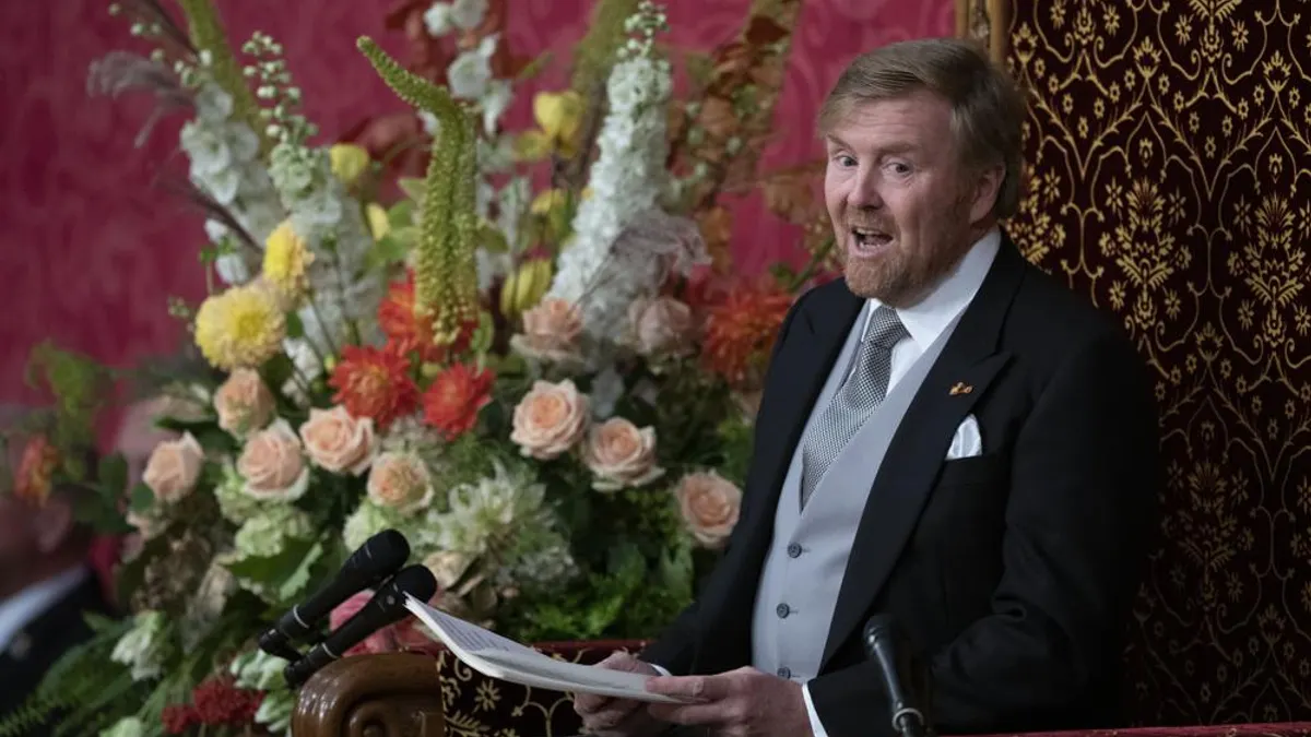 2022年9月20日,荷蘭海牙,荷蘭國王威廉-亞歷山大發表國會開議的年度演說(美聯社)