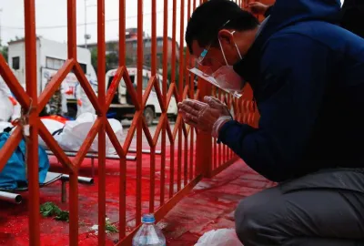 Man praying in Kathmandu