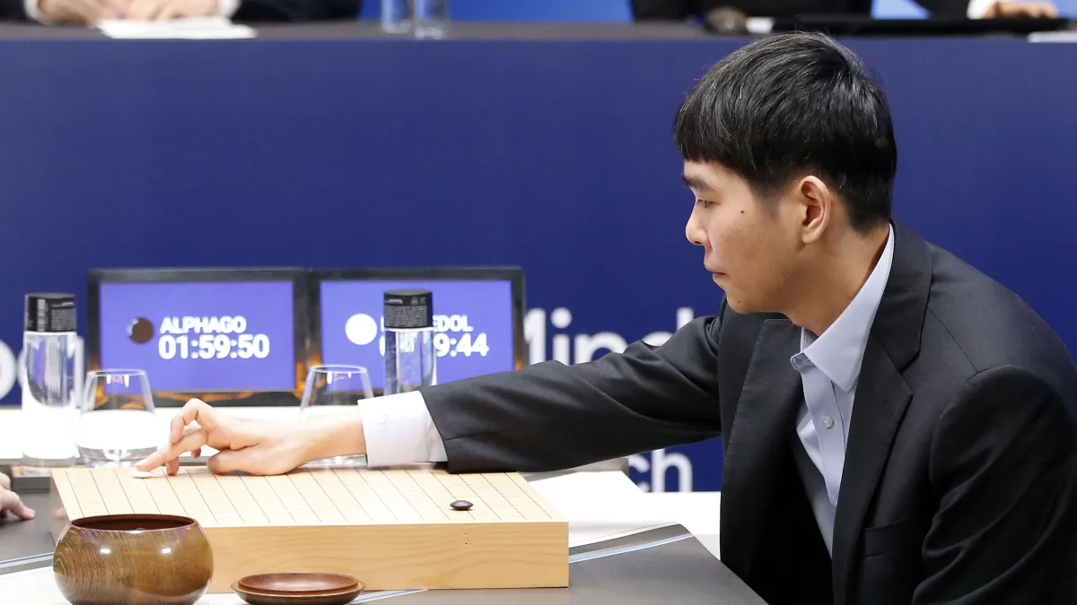 李世乭對戰AlphaGo。(美聯社)