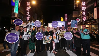 臺北市副市長黃珊珊與知名主持人莎莎率隊,以線上實景直播的方式帶全民大啖萬華美食(圖/臺北市商業處提供)