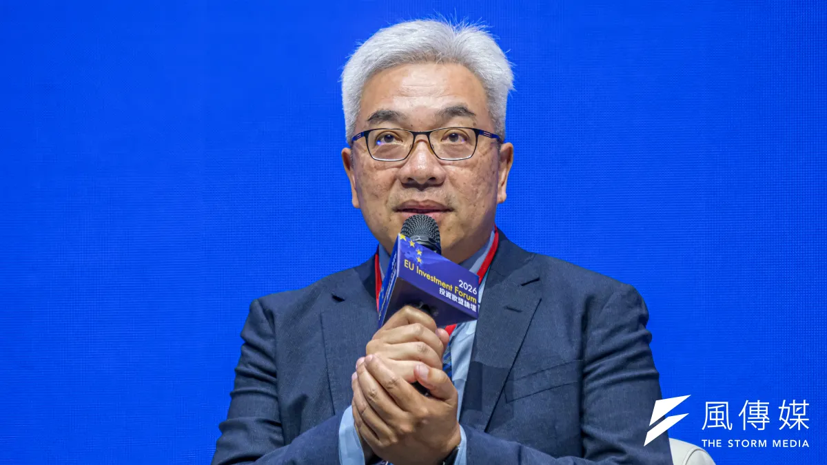 2026投資歐盟論壇1日於南港展覽館舉行,圖為英飛凌副總裁暨台灣區董事總經理陳志豪。(劉偉宏攝)