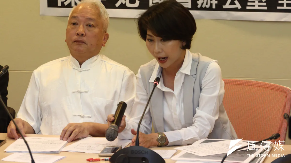 立委陳亭妃今召開記者會,指出政大教師性騷擾學生還反過來提告「妨害名譽」,痛批惡人先告狀。(曾原信攝)