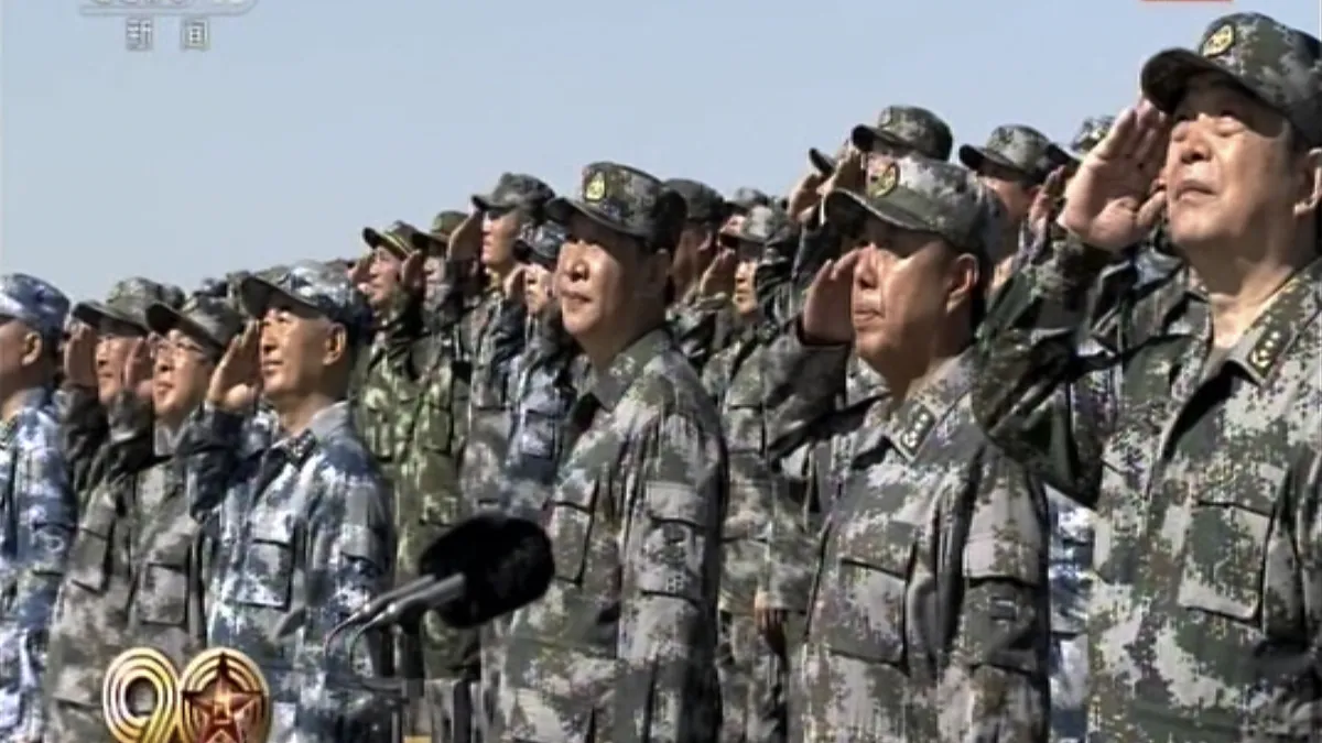 中國人民解放軍為慶祝建軍90周年,在內蒙古朱日和基地舉行大閱兵,習近平親自主持(AP)