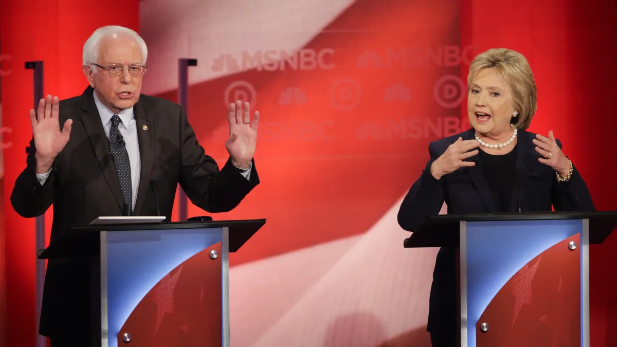 美國總統大選黨內初選,民主黨希拉蕊.柯林頓(Hillary Clinton)與桑德斯(Bernie Sanders)競爭激烈(美聯社)