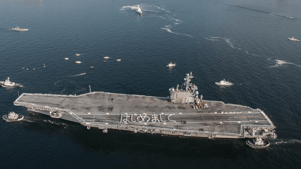 美軍航空母艦「雷根號」。(美國太平洋艦隊推特) 美軍航空母艦「雷根號」。(美國太平洋艦隊推特)