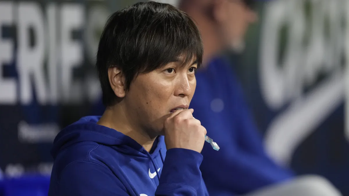 水原一平承認挪用大谷翔平帳戶5.2億元資金簽賭,20日下午被道奇隊開除。(圖/AP)