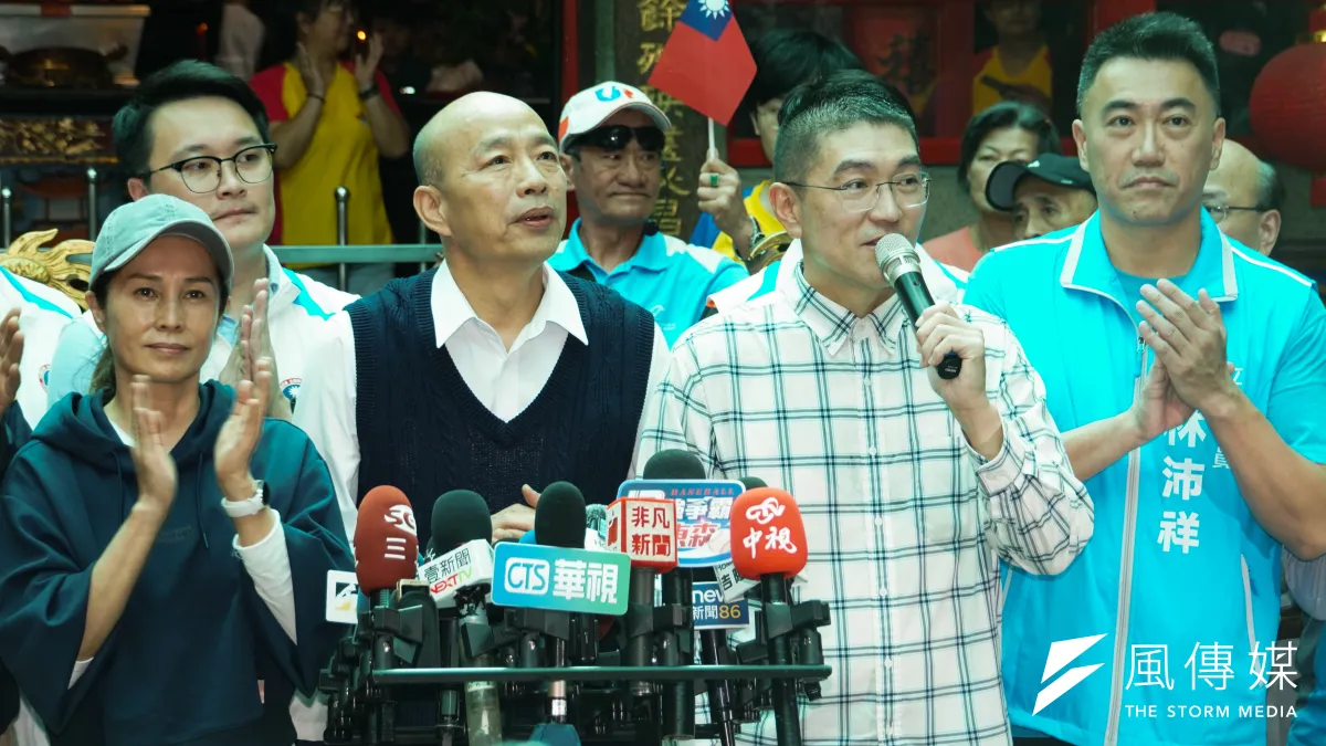 20241012-立法院長韓國瑜「挺善樑」站台基隆市長謝國樑不同意罷免。(蔡親傑攝)