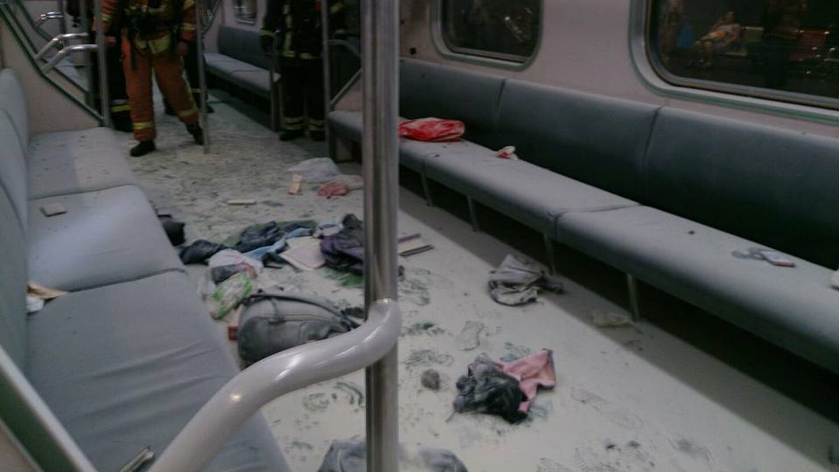 台鐵1258次區間車今晚10時在松山站爆炸起火,有20名旅客受傷。(取自fun臺鐵臉書) 台鐵1258次區間車今晚10時在松山站爆炸起火,有20名旅客受傷。(取自fun臺鐵臉書)