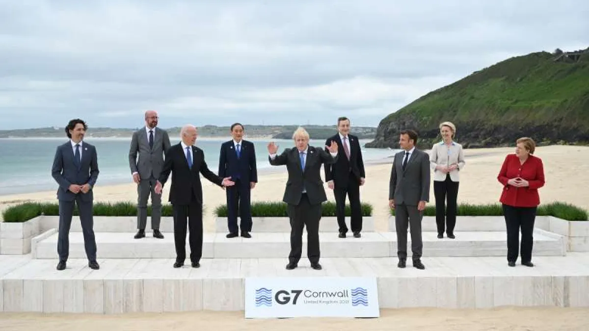 2021年六月,G7峰會在英國康瓦爾郡(Cornwall)召開。(AP)