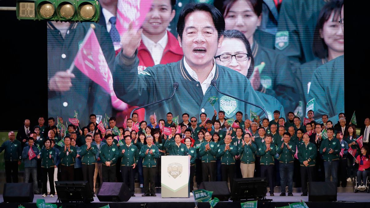 2023年12月3日,民進黨總統候選人賴清德在台北參加造勢活動。(美聯社) 2023年12月3日,民進黨總統候選人賴清德在台北參加造勢活動。(美聯社)