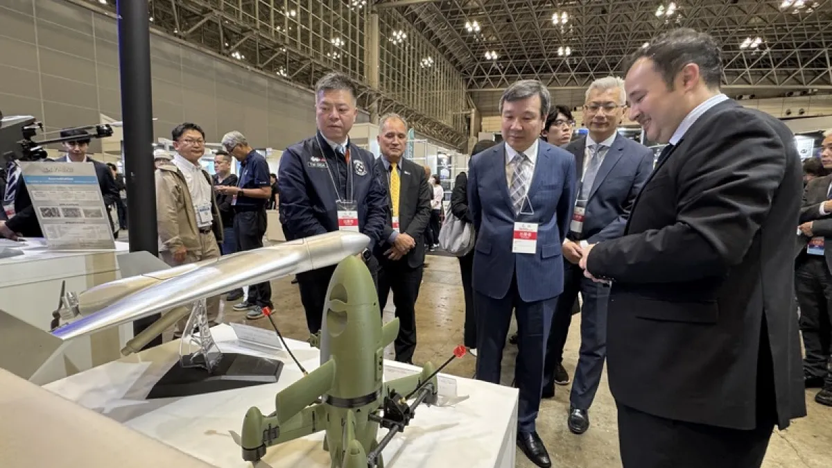 Li Yiyang visits the Japan International Drone Exhibition (Japan Drone 2026) held at the Makuhari Messe in Chiba (file photo, courtesy of the Taipei Economic and Cultural Office in Japan)