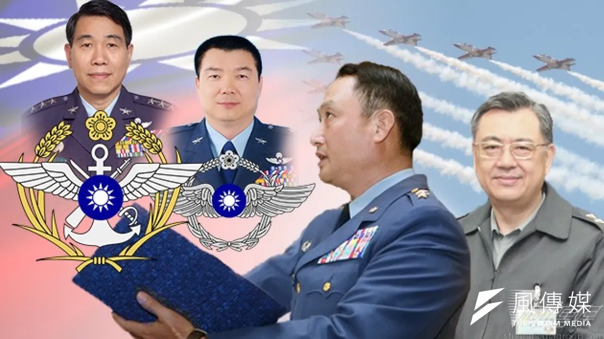 國軍7月高階人事變動,劉震武(左一)接軍備副部長,空軍司令由廖榮鑫上將(左二)接任。副參謀總長兼執行官由鄭德美(右二)出任機會高,金壽豐(右一)可能是黑馬。(照片取自桃園市公所、NICI小組網站、國防部提供/影像合成:鄭力瑋)