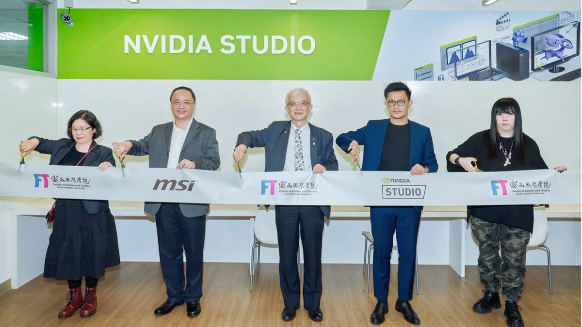 全台首座「NVIDIA Studio x MSI 協作空間」於今日正式啟用,由NVIDIA、MSI、輔仁大學三方貴賓一同剪綵。