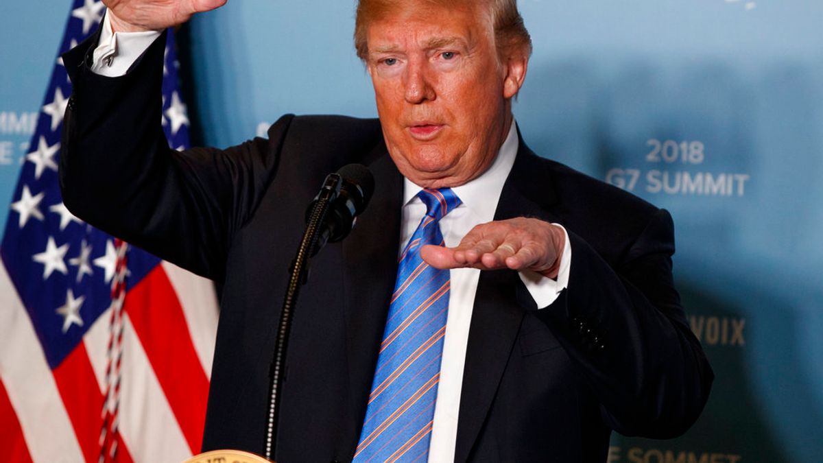 川普9日在加拿大G7峰會。(AP) 川普9日在加拿大G7峰會。(AP)