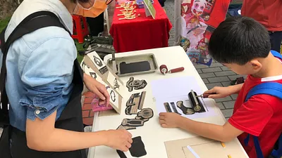 435駐村藝術家設計的版畫製作小學堂。(圖/新北市文化局提供)