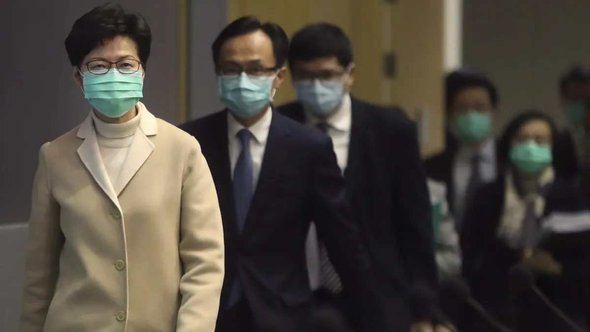 武漢肺炎疫情持續擴大,香港特首林鄭月娥說明防疫措施(資料照,AP)