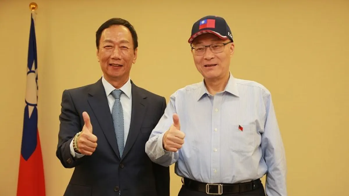 國民黨主席吳敦義與鴻海董事長郭台銘會面,郭台銘提出要公開公平公正的初選。(國民黨提供)