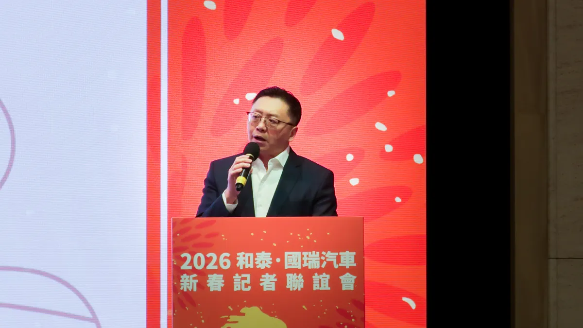 和泰車總經理蘇純興在新春記者會中表示,和泰旗下3品牌市占率達38.6%創近16年新高。(讀者提供)