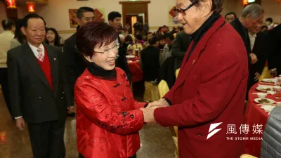 國民黨主席參選人洪秀柱21日出席山東同鄉會團拜聯誼會(顏麟宇攝)