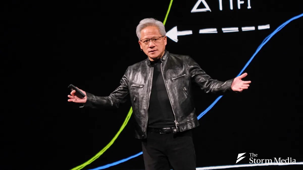 NVIDIA founder and CEO Jensen Huang (黃仁勳) delivers the keynote address at NVIDIA GTC Taipei 2026 at the Taipei Popular Music Center on the 1st. (Photo by Liu Wei-hung)