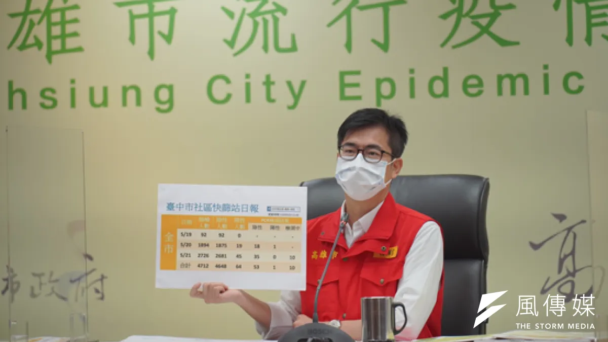 高雄市長陳其邁表示,市府公布「齊心防疫市府挺你紓困方案」,包括設置07-8220300紓困專線等12項措施。(圖/徐炳文攝)