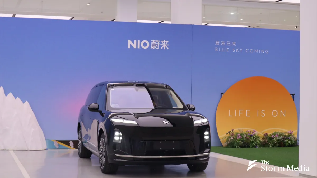 A NIO electric vehicle on display in Shanghai, China. (Photo by Annie Ma)