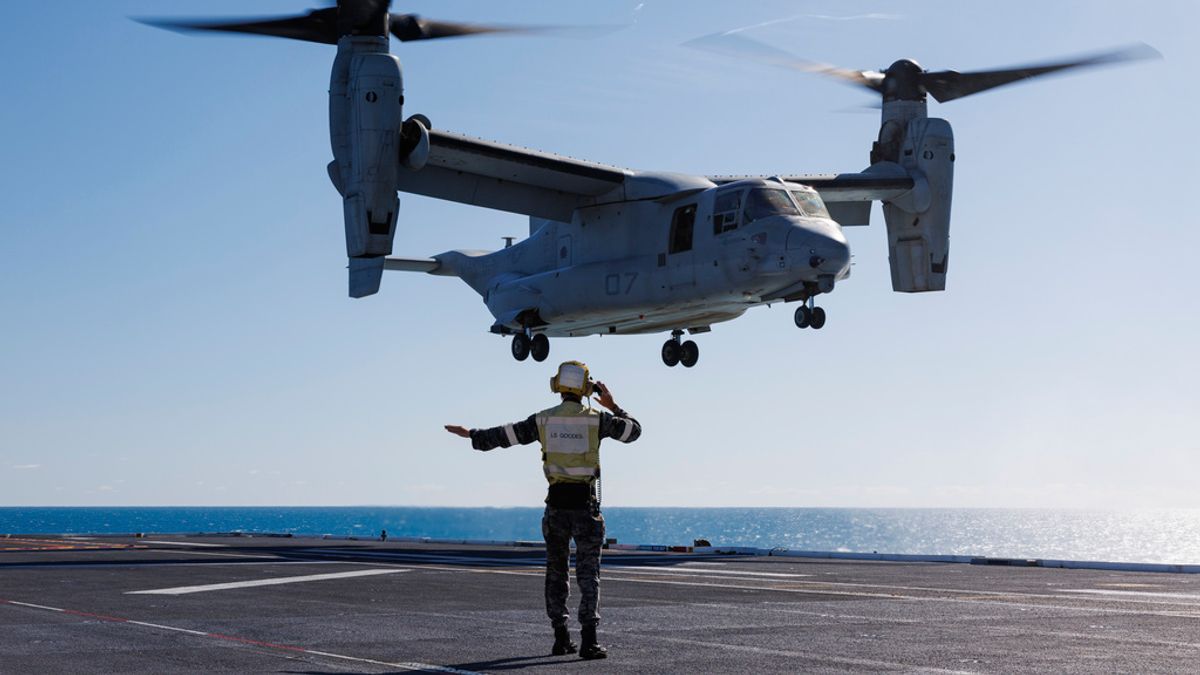 8月27日一架美軍CV-22魚鷹型傾斜旋翼飛機在澳洲「2023年捕食者行動」軍演期間墜毀。圖為MV-22B魚鷹運輸機。(AP) 8月27日一架美軍CV-22魚鷹型傾斜旋翼飛機在澳洲「2023年捕食者行動」軍演期間墜毀。圖為MV-22B魚鷹運輸機。(AP)