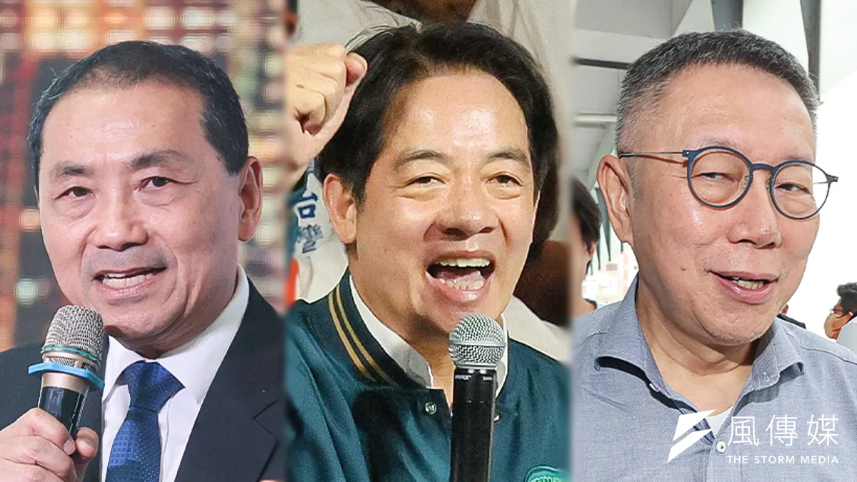 民眾黨9日公布最新內參民調,「柯盈配」支持度緊咬「賴蕭配」居次,不過女性支持度不到1成墊底,且年輕選民支持度也落後「賴蕭配」。左起為國民黨總統參選人侯友宜、民進黨總統參選人賴清德、民眾黨總統參選人柯文哲(資料照,柯承惠攝、徐炳文攝/影像合成:風傳媒)