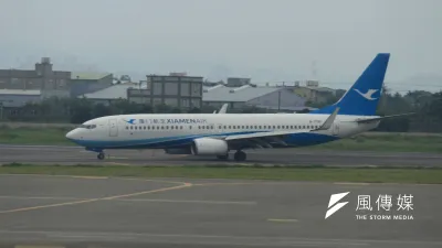 飛行M503航線的四家民航機,圖為廈門航空。(方炳超攝)