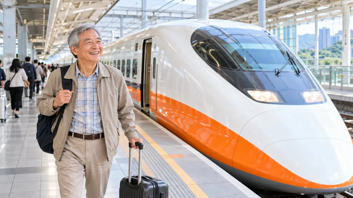 台灣高鐵推出多種購票優惠,除了65歲以上長者、符合資格的身心障礙者及未滿12歲兒童可購買5折優待票。(示意圖/AI生成)