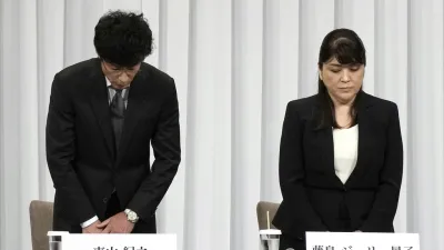 2023年9月7日,日本傑尼斯事務所召開記者會,承認故創辦人強尼喜多川性侵小傑尼斯男藝人為事實。(美聯社)