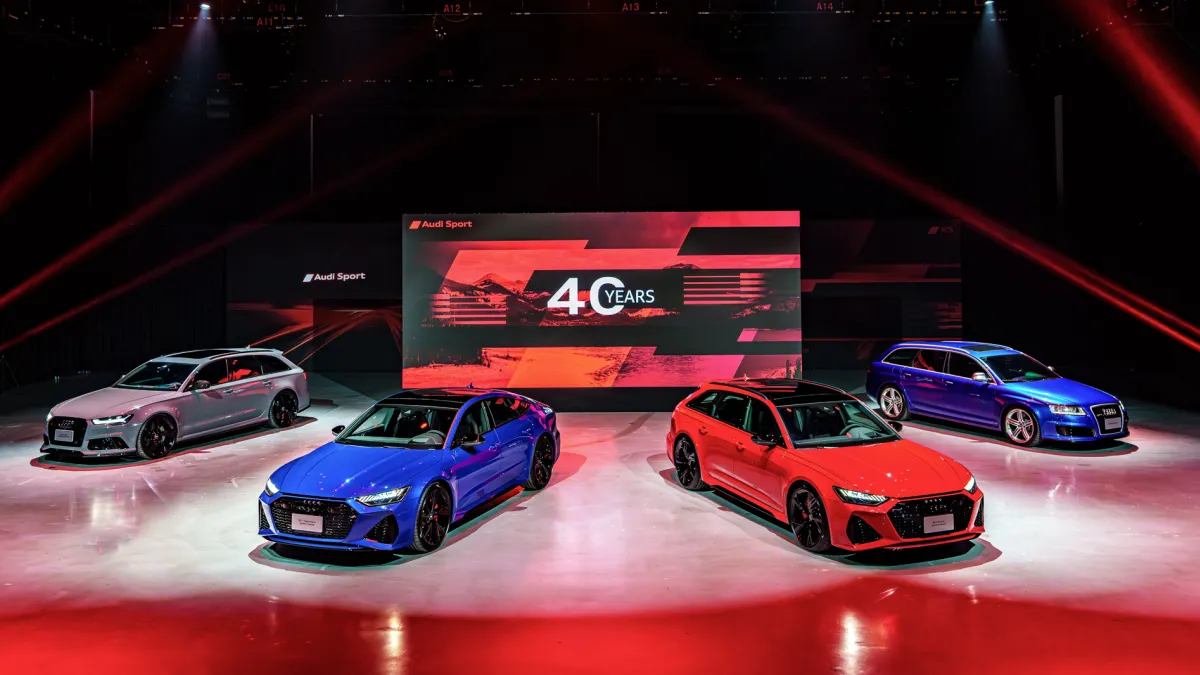 Audi Sport即將迎來40周年,台灣奧迪引進Audi RS 6 Avant performance & RS 7 Sportback performance,並同步展出不同世代的Audi RS 6 Avant車款。(圖片來源:台灣奧迪)