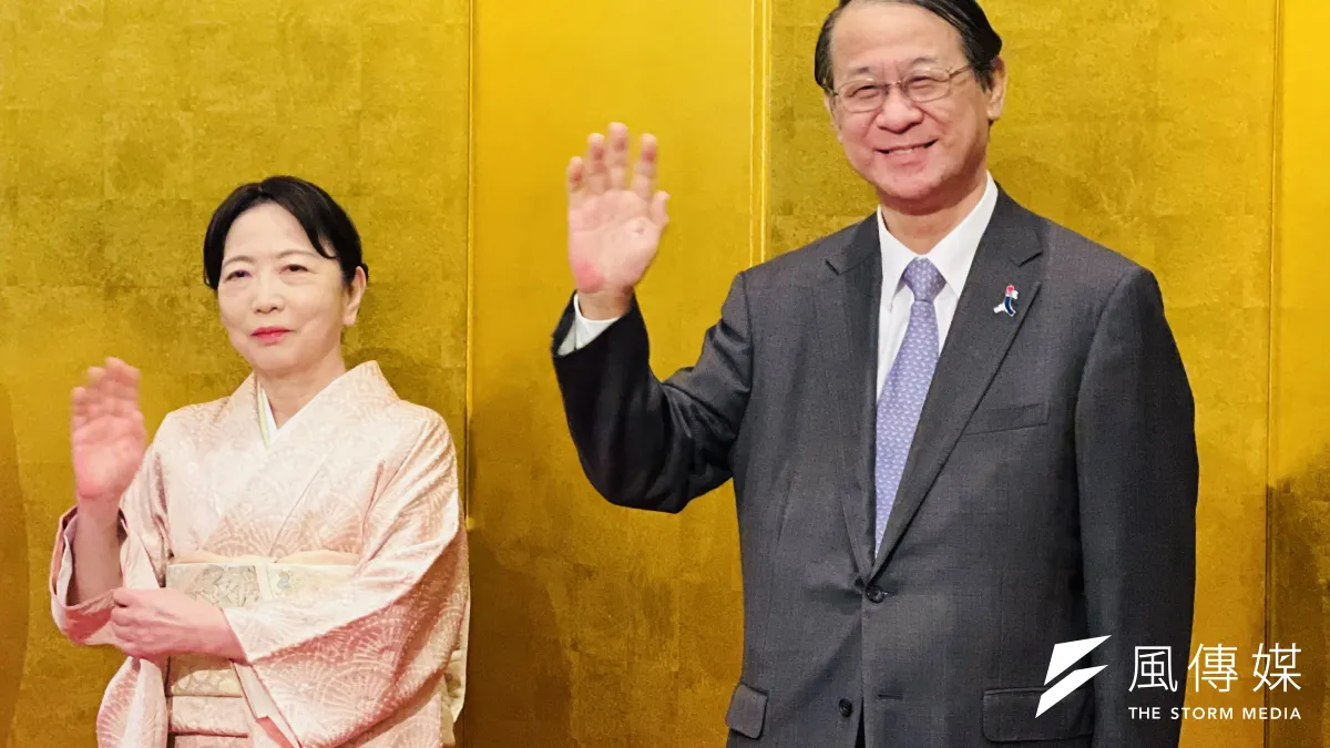 2023年11月1日,日本駐台代表泉裕泰夫婦出席離任酒會。(簡恒宇攝)