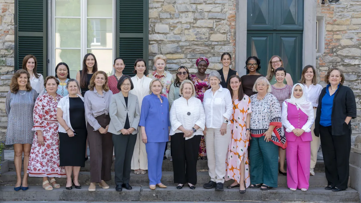 Former President Tsai Ing-wen (fifth from left) poses with fellow attendees at the Global Women Leaders Summit in Italy, June 2026. Tsai was later received at the Italian Senate by Deputy Speaker Qian Yiyu. (Photo: Office of Tsai Ing-wen)