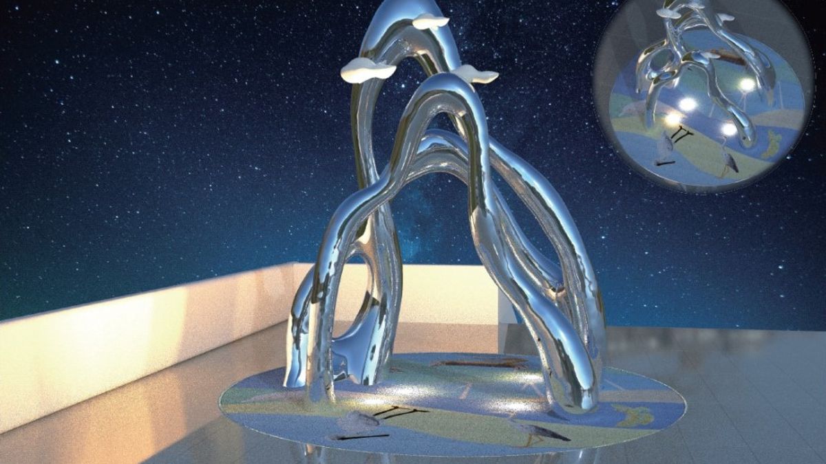 大安媽祖文化園區公共藝術雕塑作品-風和日麗-夜間模擬圖。(圖/台中市政府) 大安媽祖文化園區公共藝術雕塑作品-風和日麗-夜間模擬圖。(圖/台中市政府)