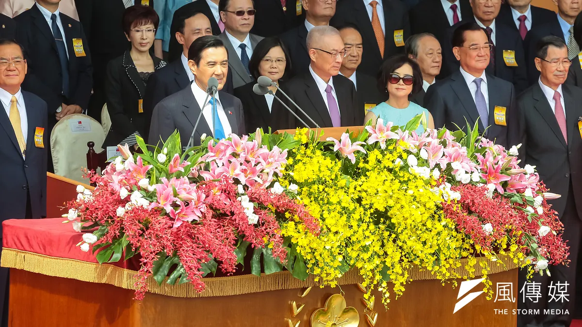 國慶日將至,前總統馬英九6日在臉書提出2點呼籲。圖為馬英九任內於國慶典禮上發表談話。(資料照,顏麟宇攝)