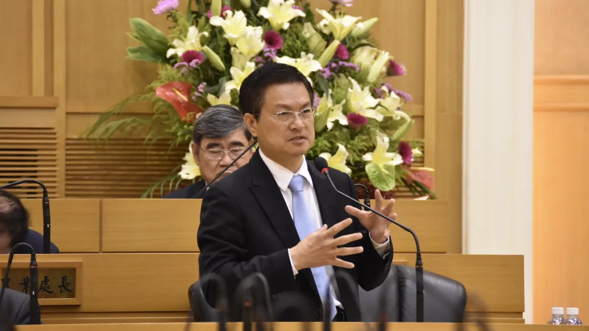 彰化縣議會第18屆第7次定期會,30日在彰化縣議會由彰化縣長魏明谷施政報告。(圖/彰化縣政府提供)