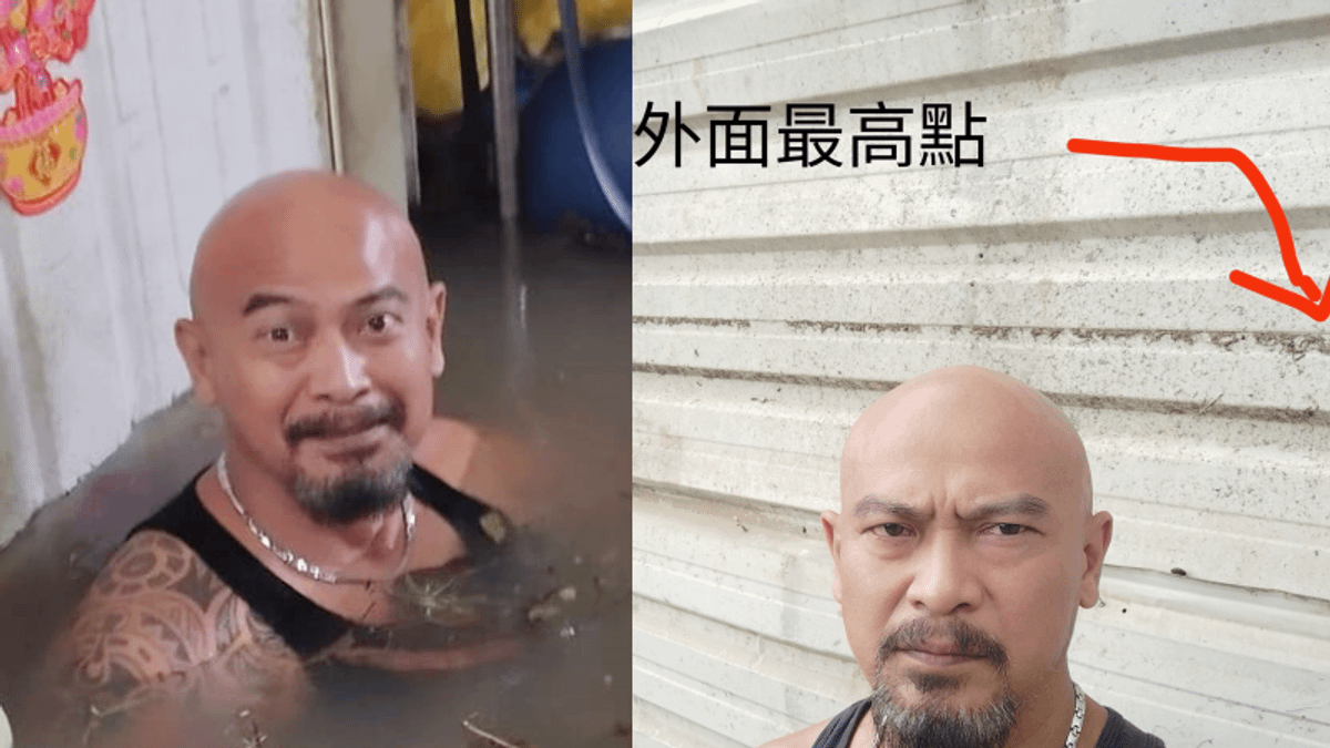 起初有網友質疑「光頭男子泡水照」是假的。(圖/翻攝自FB/王勇達) 起初有網友質疑「光頭男子泡水照」是假的。(圖/翻攝自FB/王勇達)
