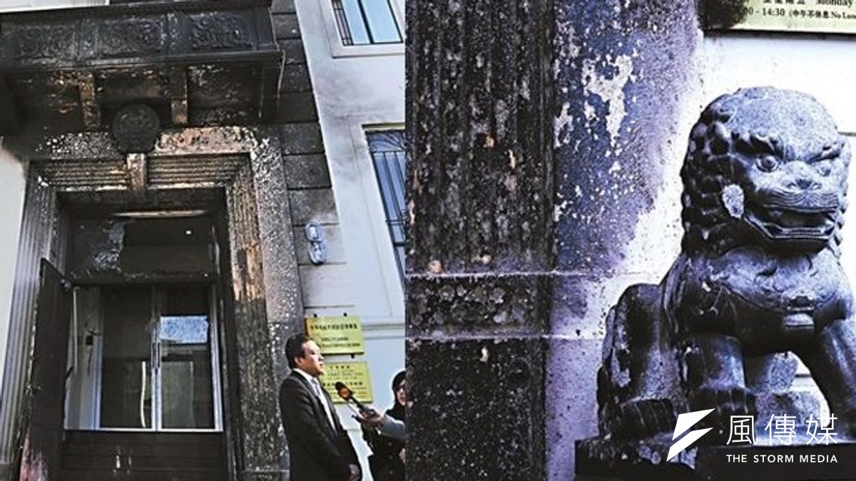 中國駐美國舊金山總領館大門元旦晚間遭縱火。(取自新華網) 中國駐美國舊金山總領館大門元旦晚間遭縱火。(取自新華網)