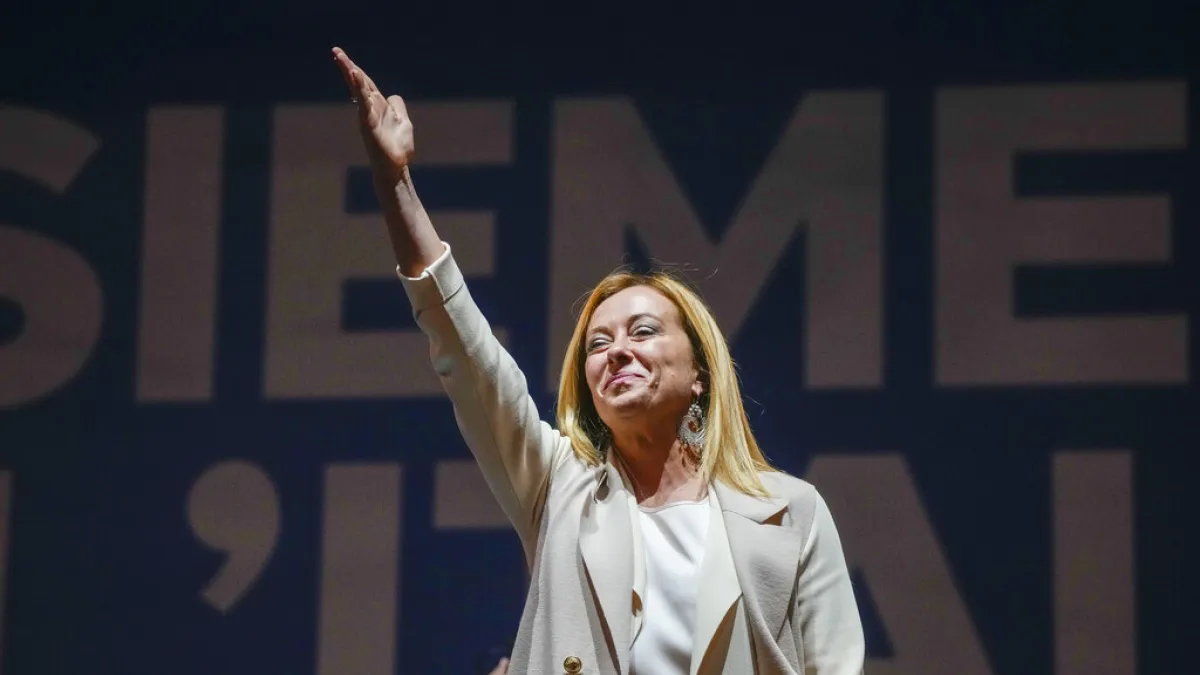 義大利極右翼「義大利兄弟黨」(Fratelli d'Italia)黨魁梅洛尼(Giorgia Meloni)。(AP)